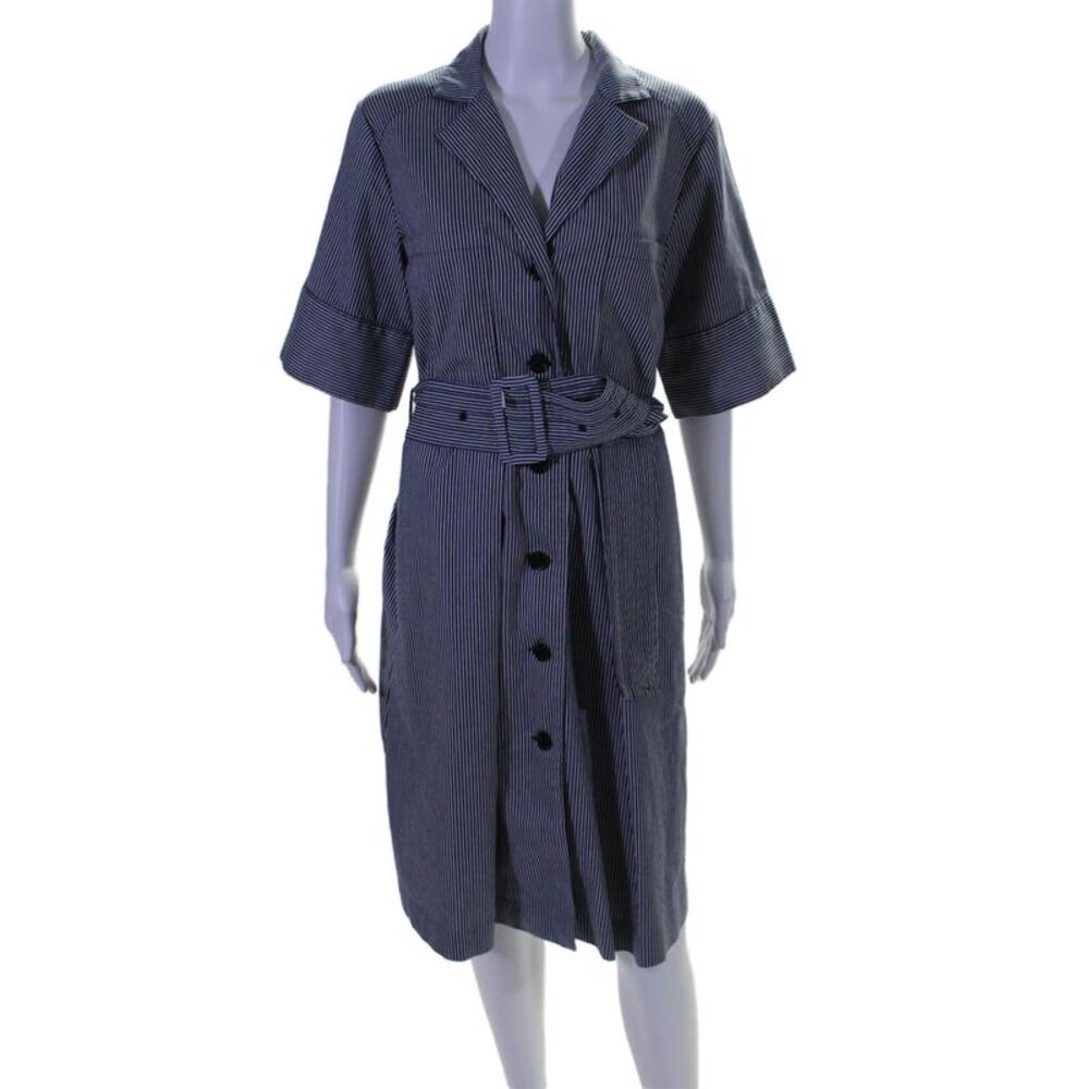 Adam Lippes Collective Womens Striped Cotton Work Dress Blue Size 2 15515778
